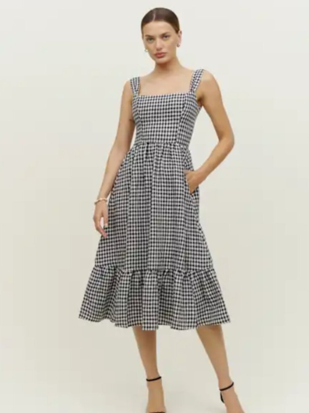 Reformation Bucatini Linen Dress April Check - Size 0